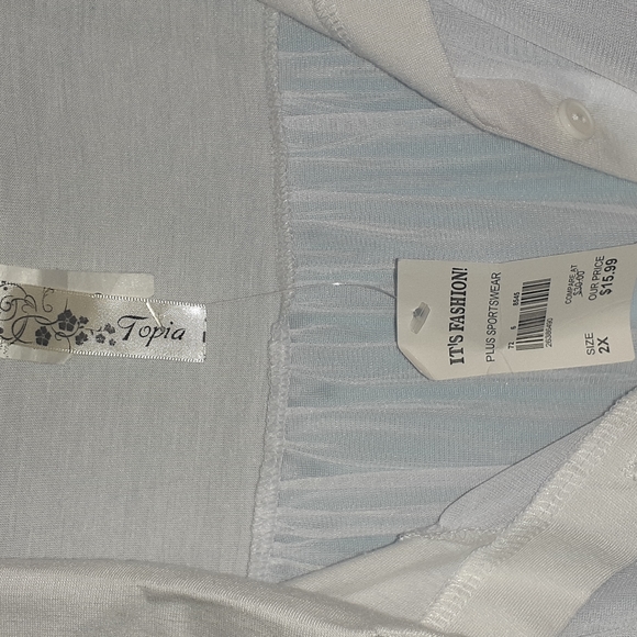 NWT Sheer White Sleeveless Top Blouse Plus size 1x/2x - Picture 4 of 7